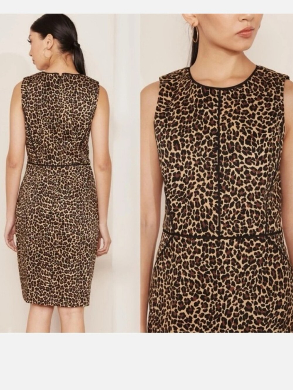 J. Crew Leopard Print Sleeveless Midi Dress - Black & Tan